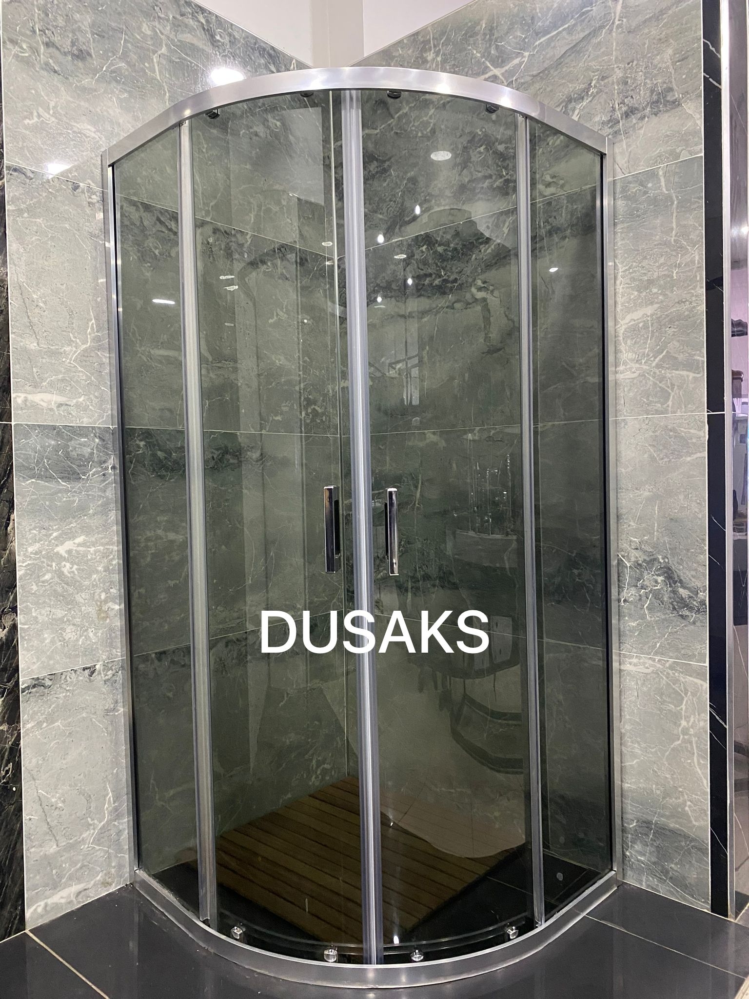 DUSAKS Oval Parlak Duşakabin Füme Cam H190