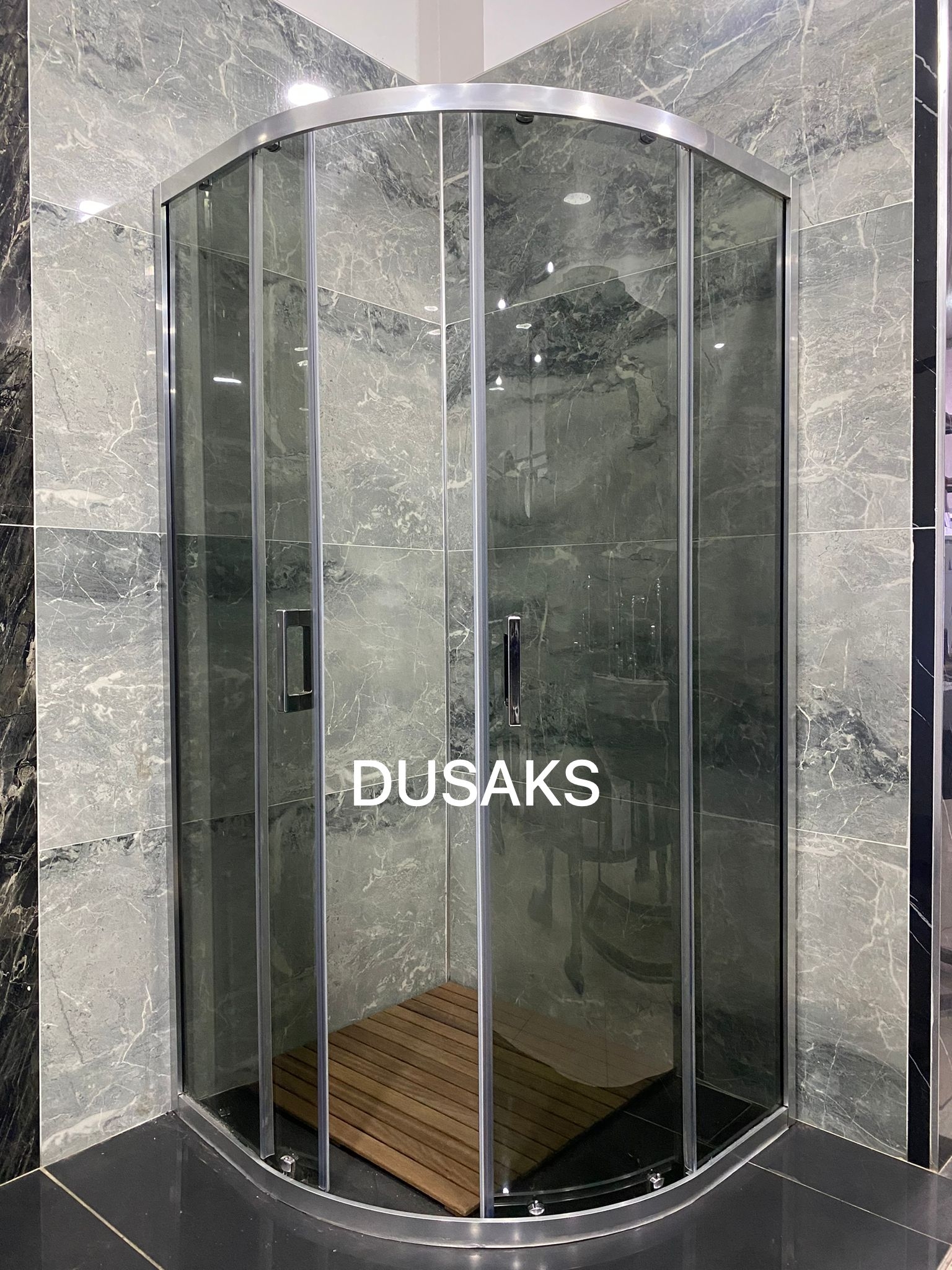 DUSAKS Oval Parlak Duşakabin Füme Cam H190