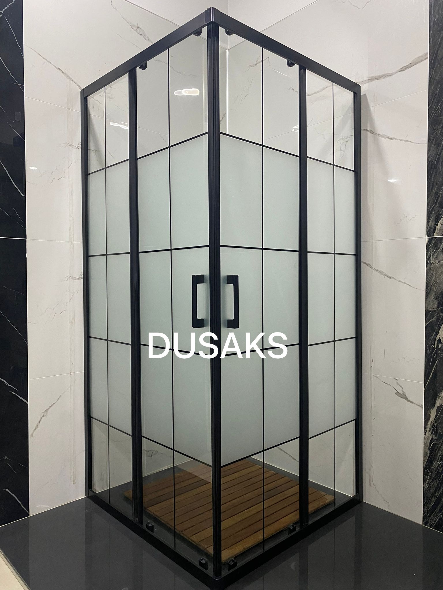 DUSAKS Siyah Duşakabin 5mm Temperli Cam Yükseklik 190 Cm