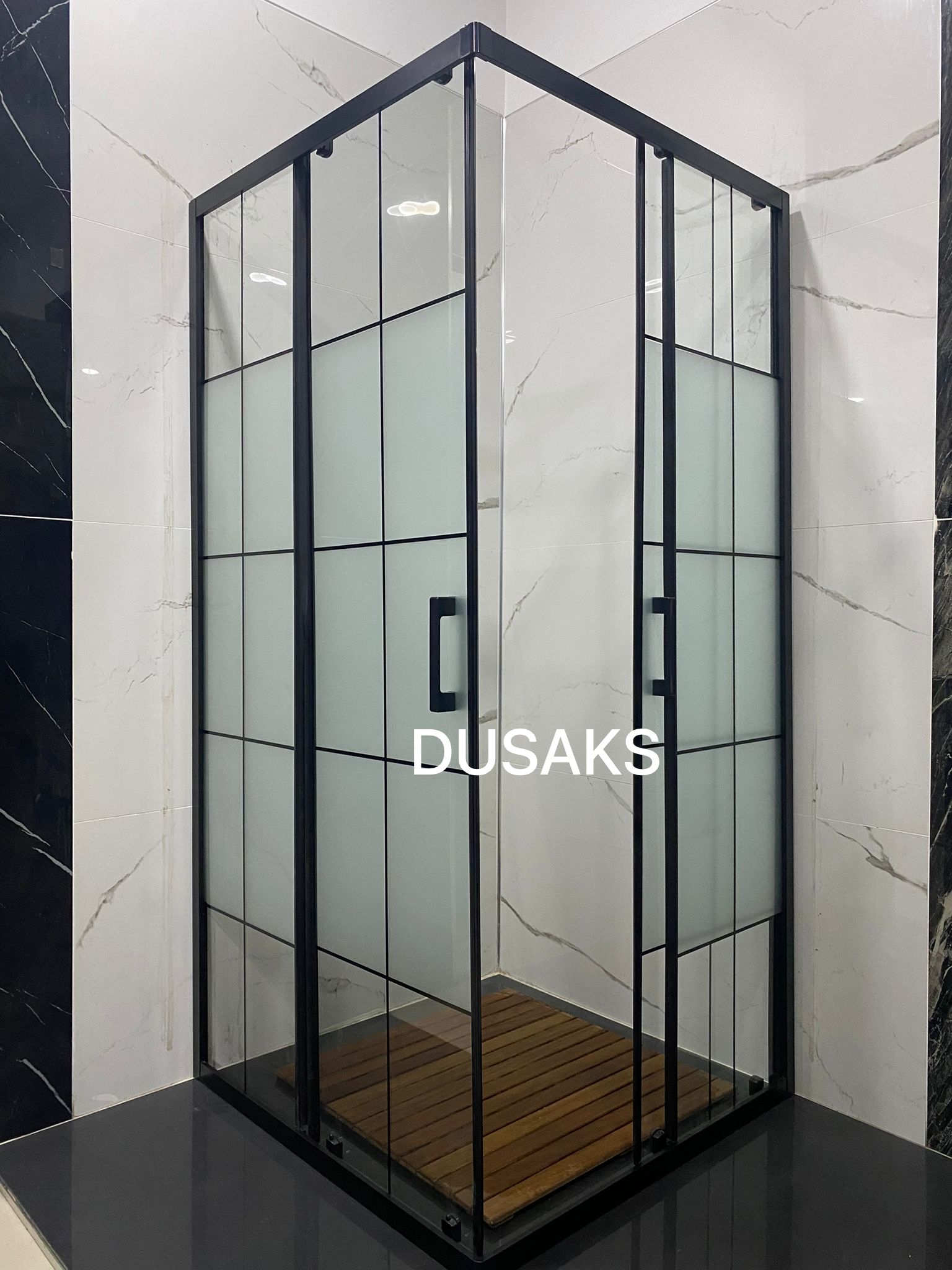 DUSAKS Siyah Duşakabin 5mm Temperli Cam Yükseklik 190 Cm