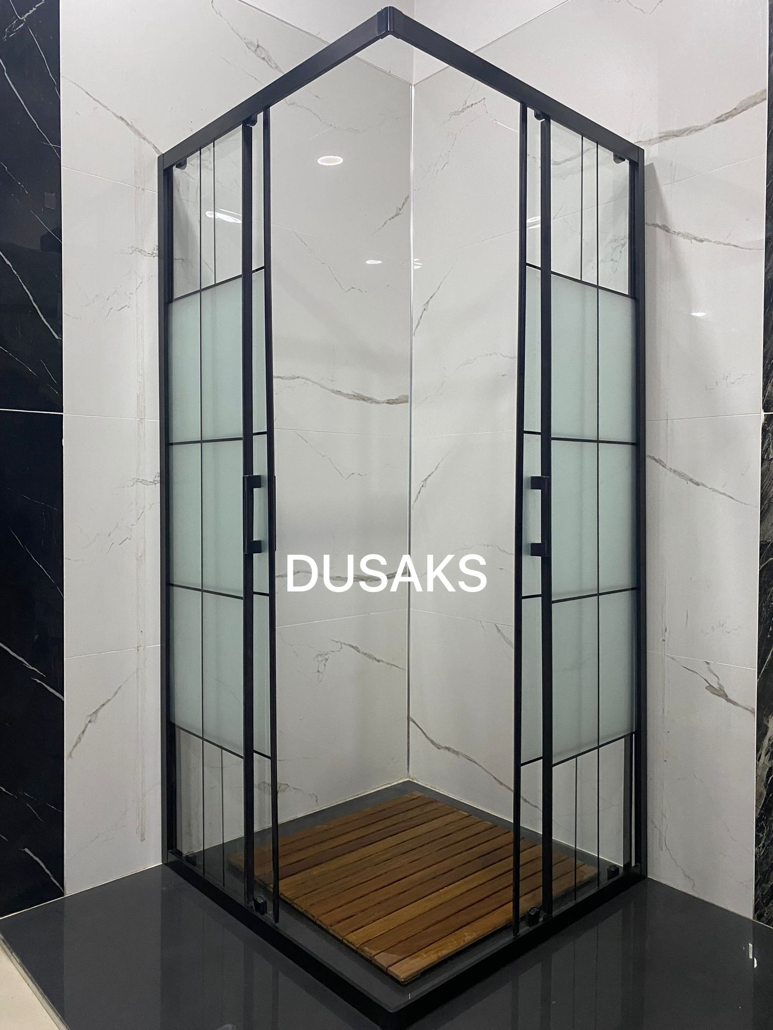 DUSAKS Siyah Duşakabin 5mm Temperli Cam Yükseklik 190 Cm